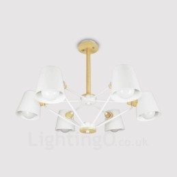 6 Lampada a sospensione moderna in stile nordico contemporaneo in legno chiaro con paralume in ferro