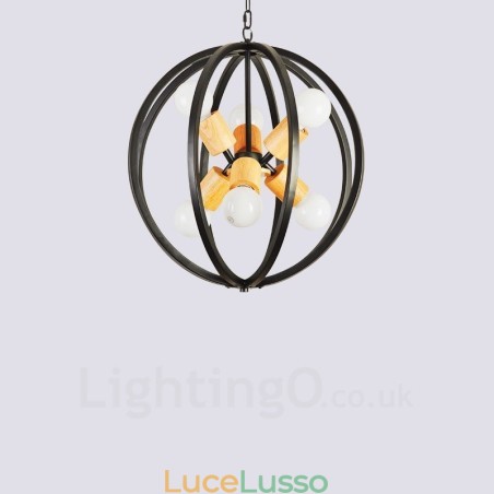 Lampada a sospensione retrò vintage in ferro a 6 luci con paralume in ferro Lampada a sospensione retrò vintage in ferro a 6 luci con paralume in ferro