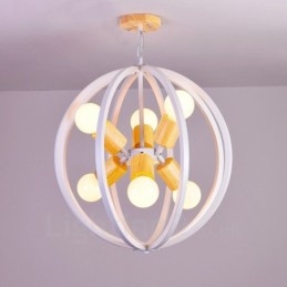 Lampada a sospensione retrò vintage in ferro a 6 luci con paralume in ferro