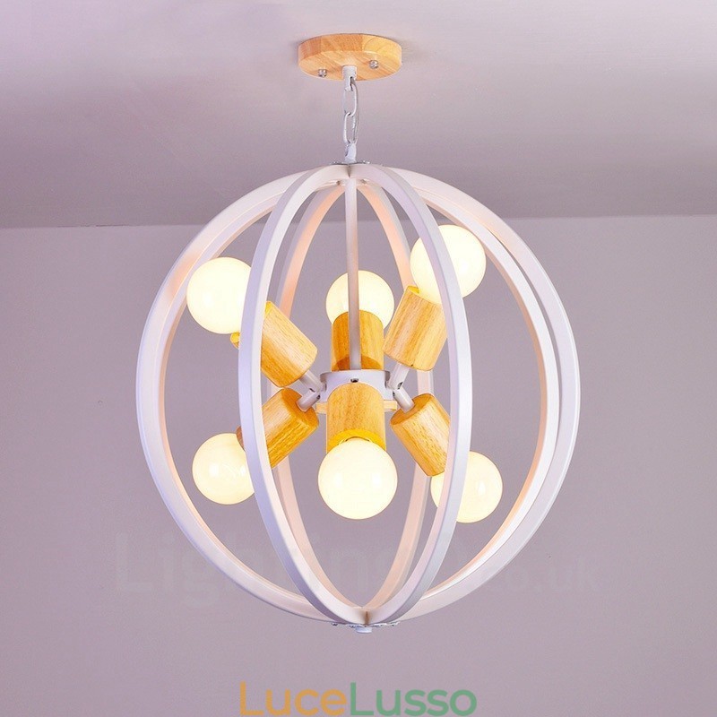 Lampada a sospensione retrò vintage in ferro a 6 luci con paralume in ferro