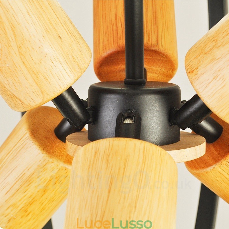 Lampada a sospensione retrò vintage in ferro a 6 luci con paralume in ferro