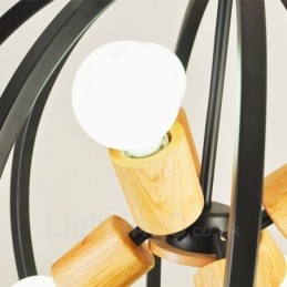 Lampada a sospensione retrò vintage in ferro a 6 luci con paralume in ferro