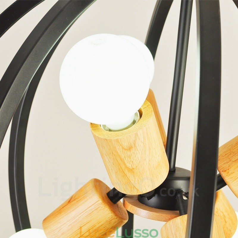 Lampada a sospensione retrò vintage in ferro a 6 luci con paralume in ferro