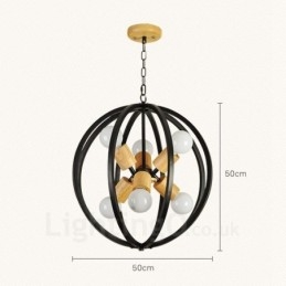 Lampada a sospensione retrò vintage in ferro a 6 luci con paralume in ferro