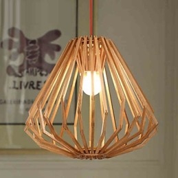 Lampadario Mini Stile Tradizionale Classico Legno Bambù