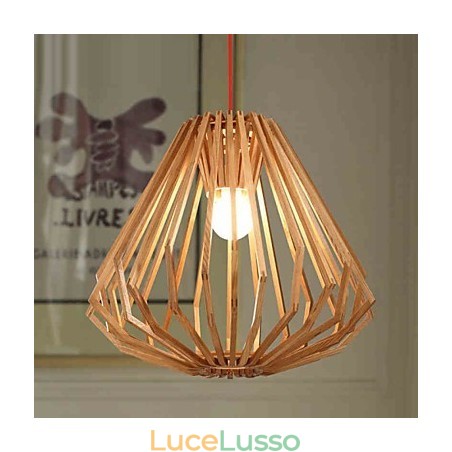 Lampadario Mini Stile Tradizionale Classico Legno Bambù Lampadario Mini Stile Tradizionale Classico Legno Bambù