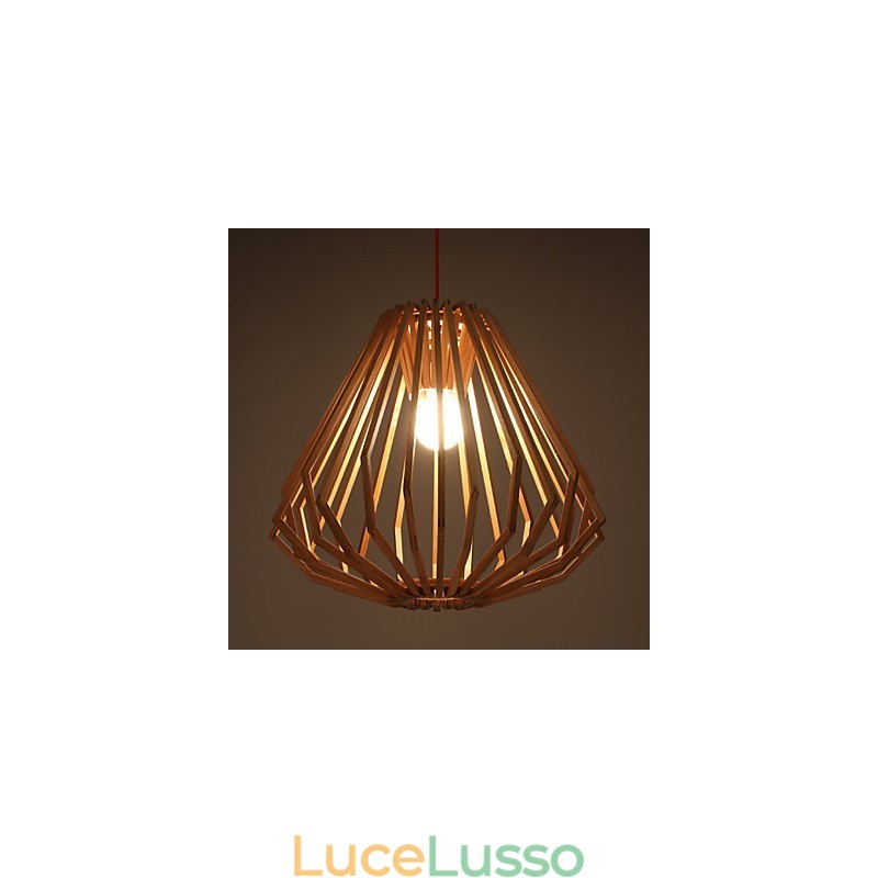 Lampadario Mini Stile Tradizionale Classico Legno Bambù