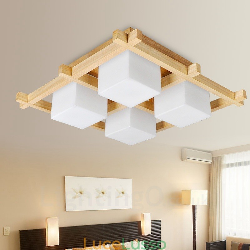4 luci moderne in stile nordico contemporaneo da soffitto con paralume in vetro