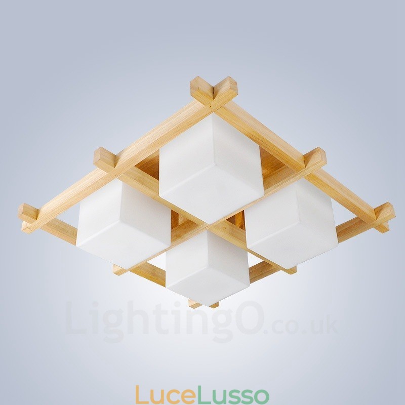 4 luci moderne in stile nordico contemporaneo da soffitto con paralume in vetro