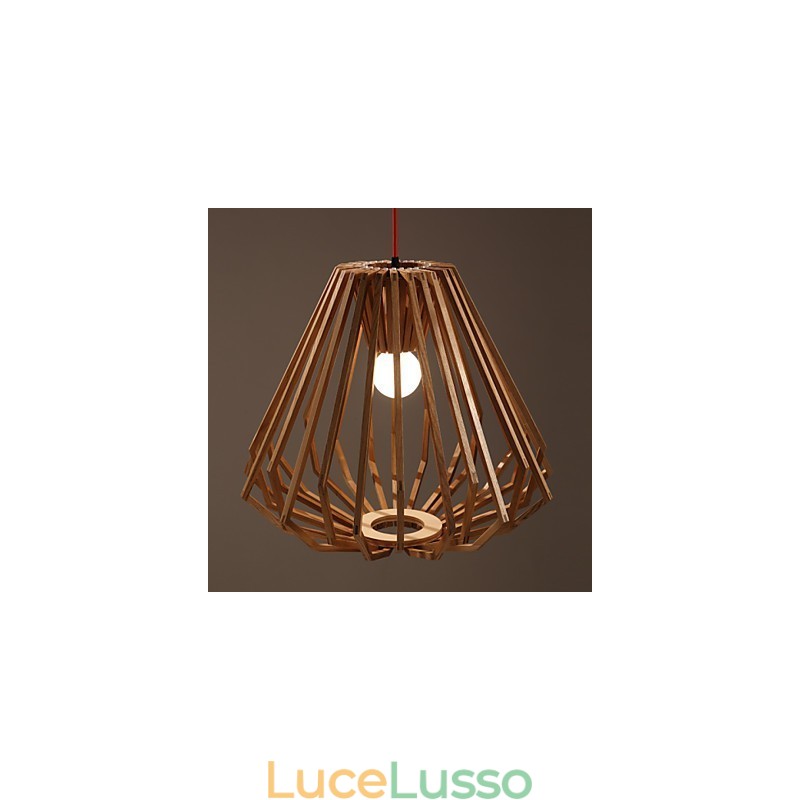 Lampadario Mini Stile Tradizionale Classico Legno Bambù