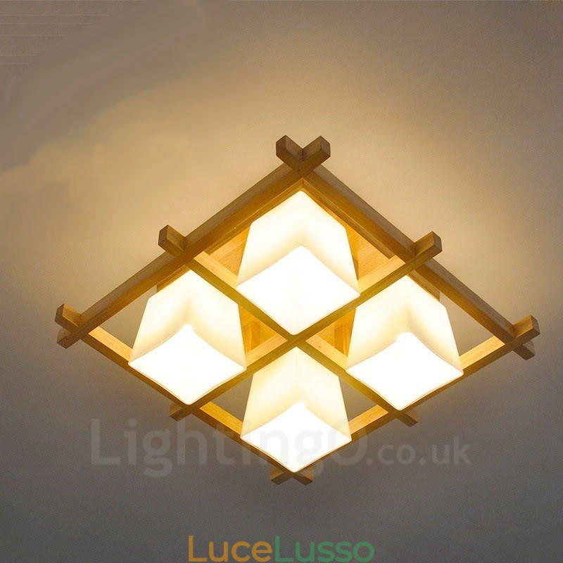 Plafoniere da soffitto moderne e contemporanee a 4 luci con paralume in vetro