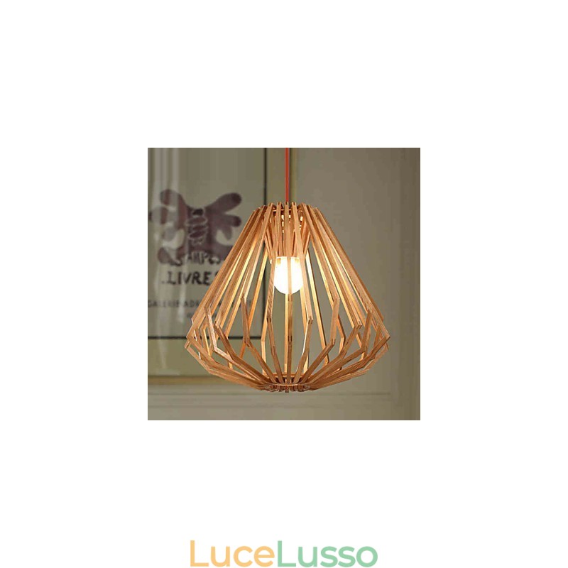 Lampadario Mini Stile Tradizionale Classico Legno Bambù