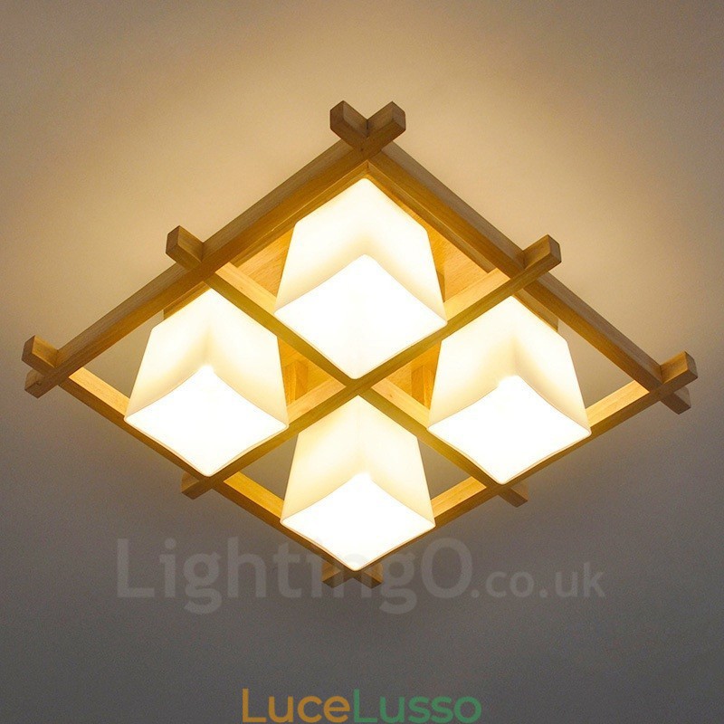 Plafoniere da soffitto moderne e contemporanee a 4 luci con paralume in vetro