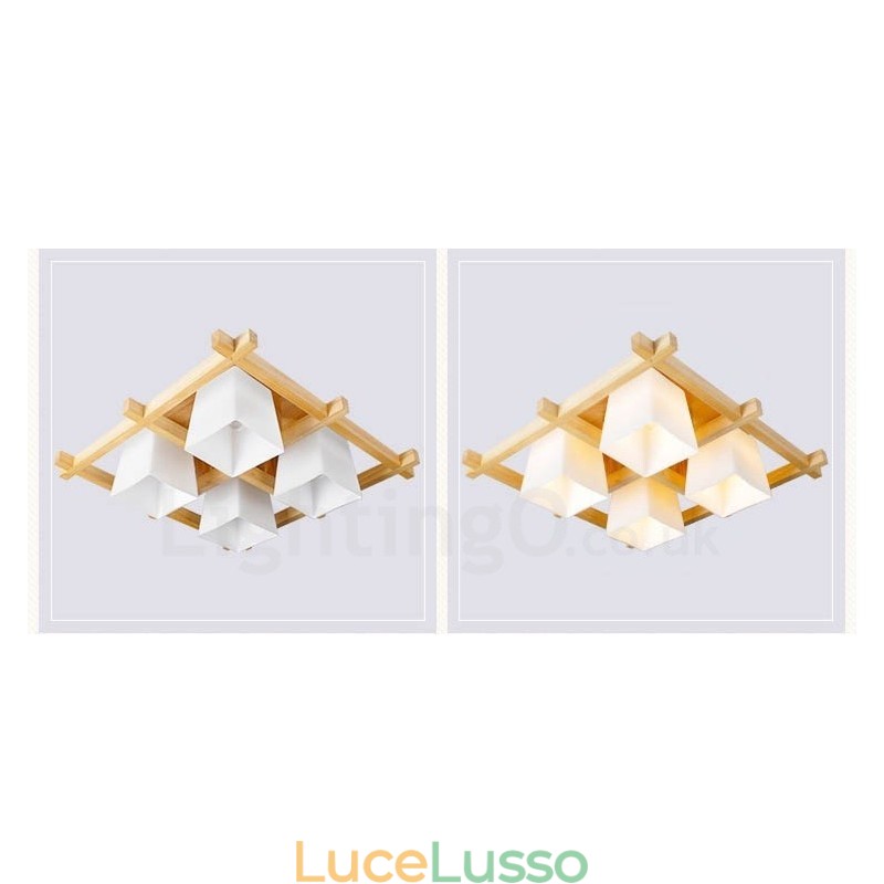 Plafoniere da soffitto moderne e contemporanee a 4 luci con paralume in vetro