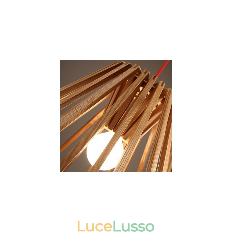 Lampadario Mini Stile Tradizionale Classico Legno Bambù