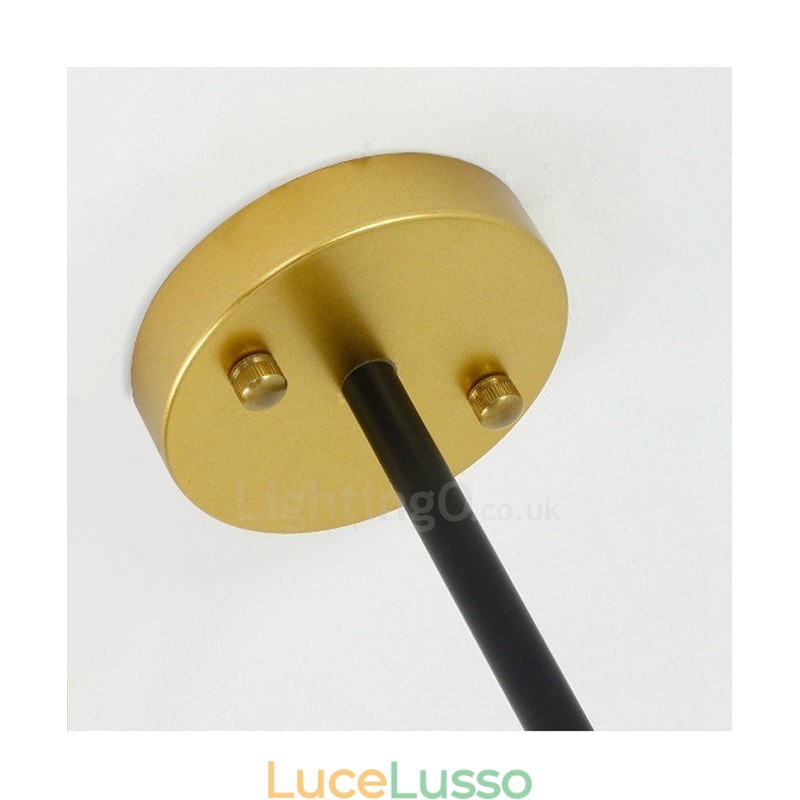 Lampadario a soffitto in stile nordico moderno e contemporaneo a 3 luci con paralume in vetro a sfera bianco e nero