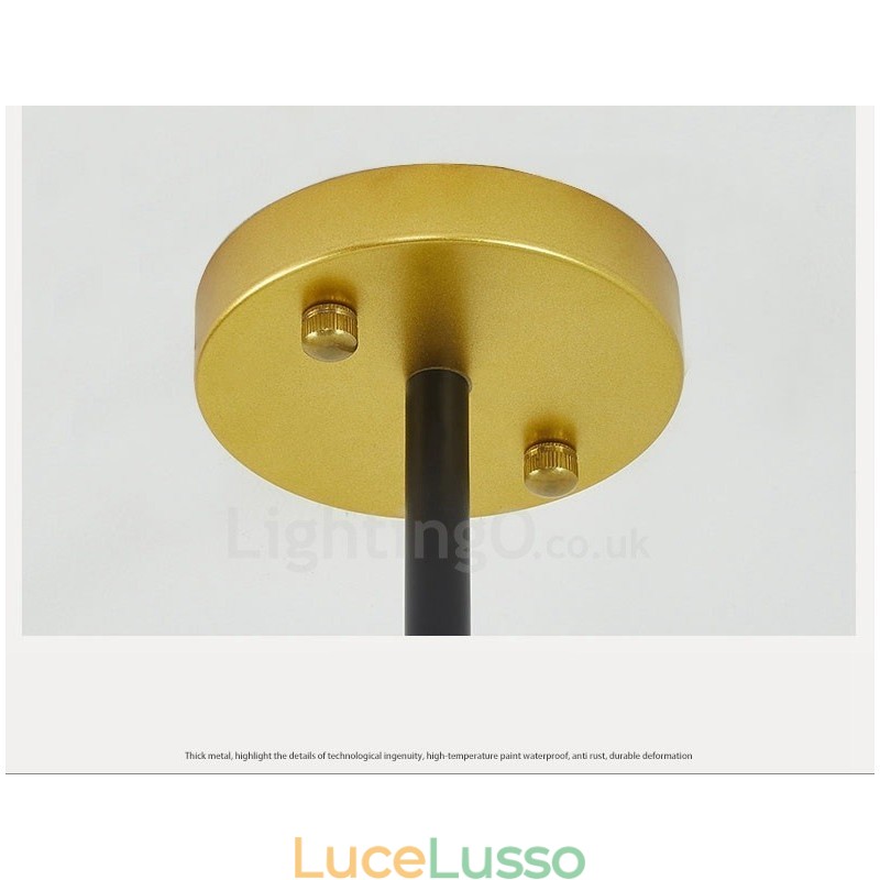 Lampadario a soffitto in stile nordico moderno e contemporaneo a 3 luci con paralume in vetro a sfera bianco e nero