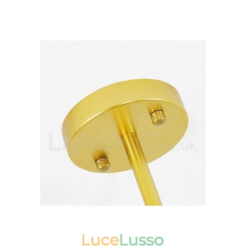 Lampadario a 9 luci in stile nordico moderno e contemporaneo, placcato in rame, con paralume in vetro a sfera bianco e oro