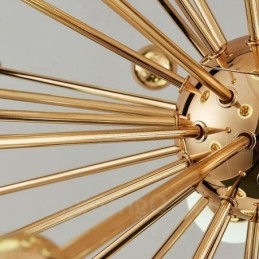 Lampadario moderno contemporaneo da soffitto a 12 luci con placcatura in rame e paralume in vetro a sfera bianca