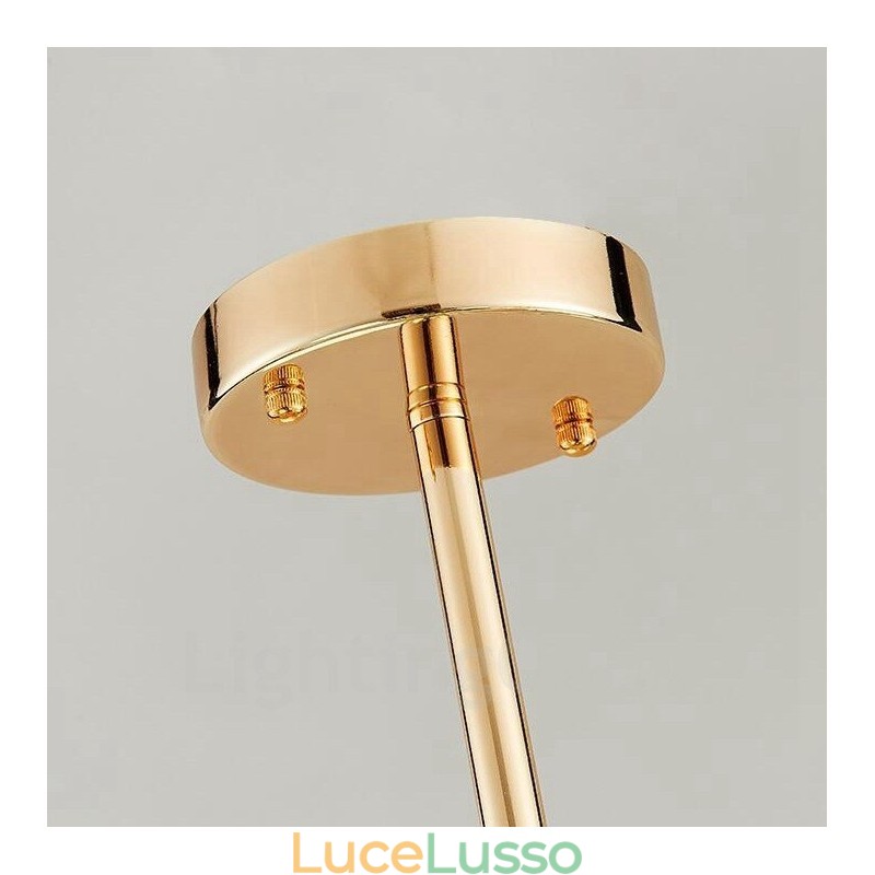 Lampadario moderno contemporaneo da soffitto a 12 luci con placcatura in rame e paralume in vetro a sfera bianca