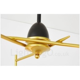 Lampadario a soffitto moderno e contemporaneo a 3 luci con placcatura in rame e paralume in vetro a sfera bianco e nero
