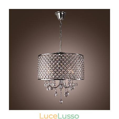 Lampadario tradizionale classico in metallo cromato di cristallo Lampadario tradizionale classico in metallo cromato di cristallo