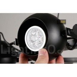 Lampada a sospensione retrò vintage in ferro nero a 6 luci con paralumi a sfera in ferro nero