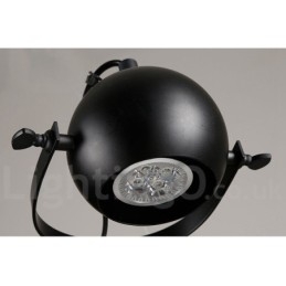 Lampada a sospensione retrò vintage in ferro nero a 6 luci con paralumi a sfera in ferro nero