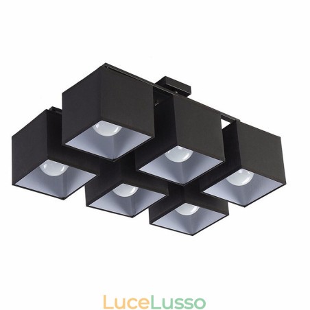 6 luci da soffitto moderne e contemporanee nere a filo con paralume in tessuto 6 luci da soffitto moderne e contemporanee nere a filo con paralume in tessuto