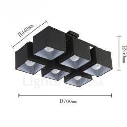 6 luci da soffitto moderne e contemporanee nere a filo con paralume in tessuto