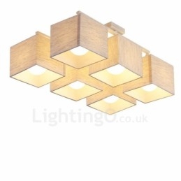 6 luci da soffitto moderne e contemporanee nere a filo con paralume in tessuto