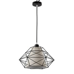 Lampada a sospensione retrò vintage in ferro nero con paralumi in tessuto