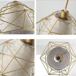 Lampada a sospensione retrò vintage in ferro nero con paralumi in tessuto