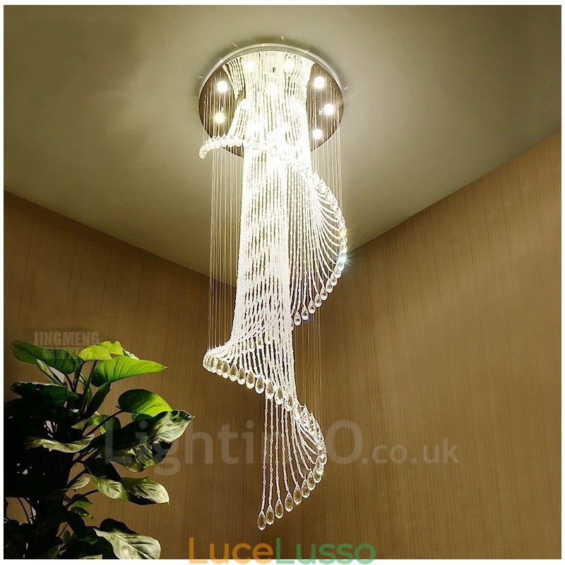 15 luci moderne a sospensione in cristallo per soffitto, lampadari per interni, lampade con lampadine