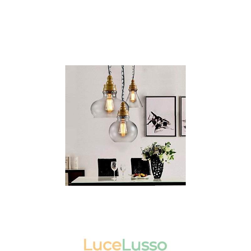 Lampadario a sospensione in metallo stile mini moderno e contemporaneo a 3 luci
