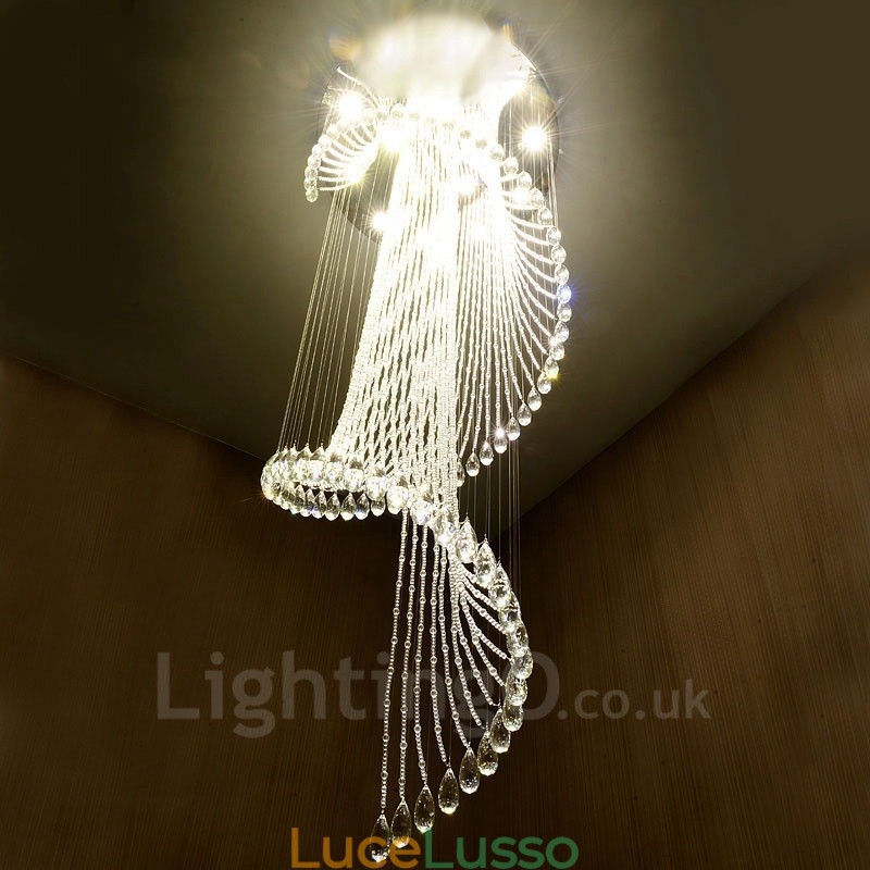 15 luci moderne a sospensione in cristallo per soffitto, lampadari per interni, lampade con lampadine