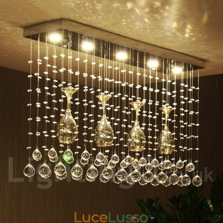 Lampadario moderno a sospensione in cristallo da soffitto a 5 luci, lampadario per interni, lampade di illuminazione Lampadario moderno a sospensione in cristallo da soffitto a 5 luci, lampadario per interni, lampade di illuminazione
