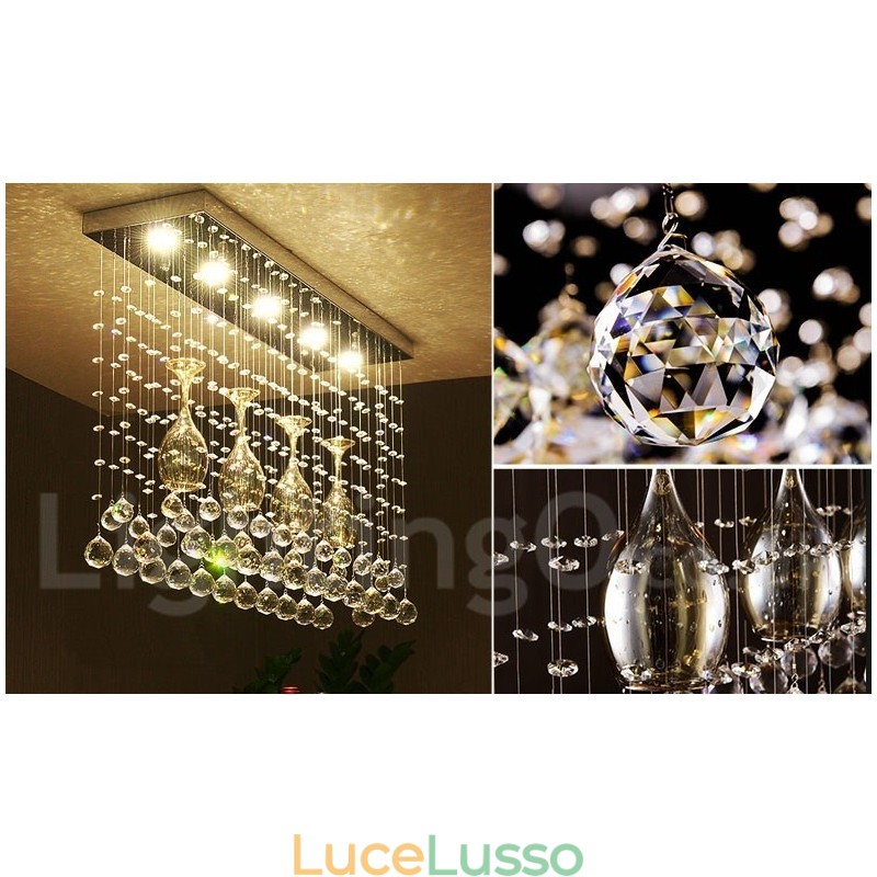 Lampadario moderno a sospensione in cristallo da soffitto a 5 luci, lampadario per interni, lampade di illuminazione