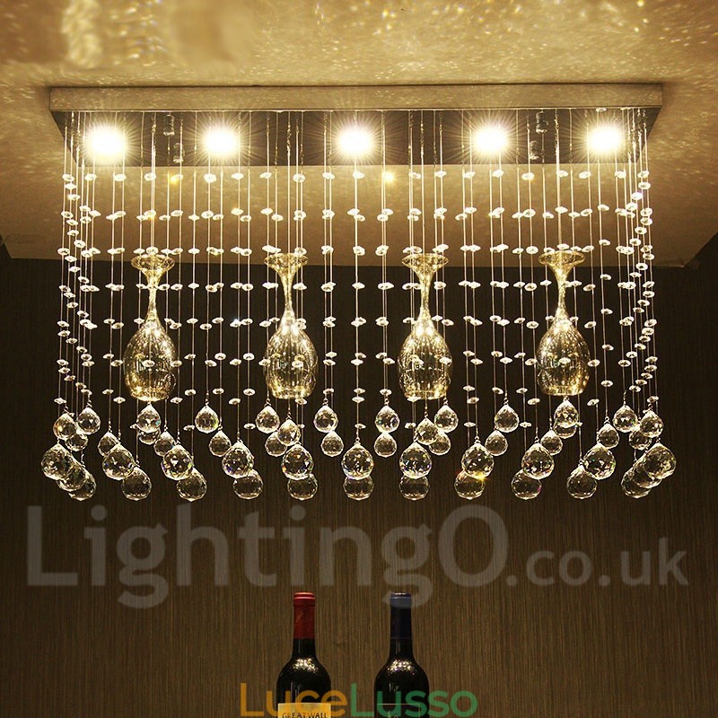 Lampadario moderno a sospensione in cristallo da soffitto a 5 luci, lampadario per interni, lampade di illuminazione