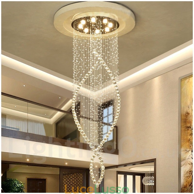 Lampadario a sospensione moderno in cristallo extra large per interni, lampade e apparecchi di illuminazione