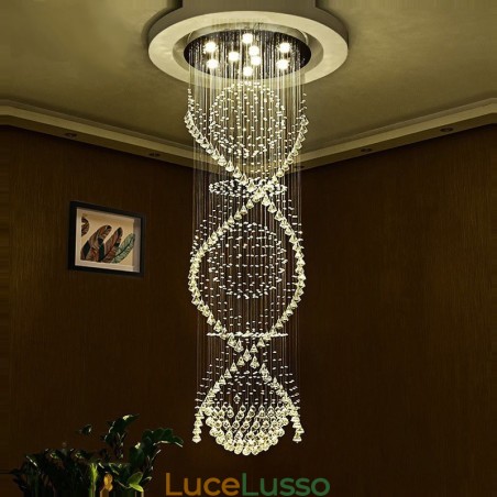 Lampadario moderno in cristallo da soffitto, lunghezza extra 5 metri, lampadario per interni, lampade e apparecchi di illuminazione Lampadario moderno in cristallo da soffitto, lunghezza extra 5 metri, lampadario per interni, lampade e apparecchi di illuminazione