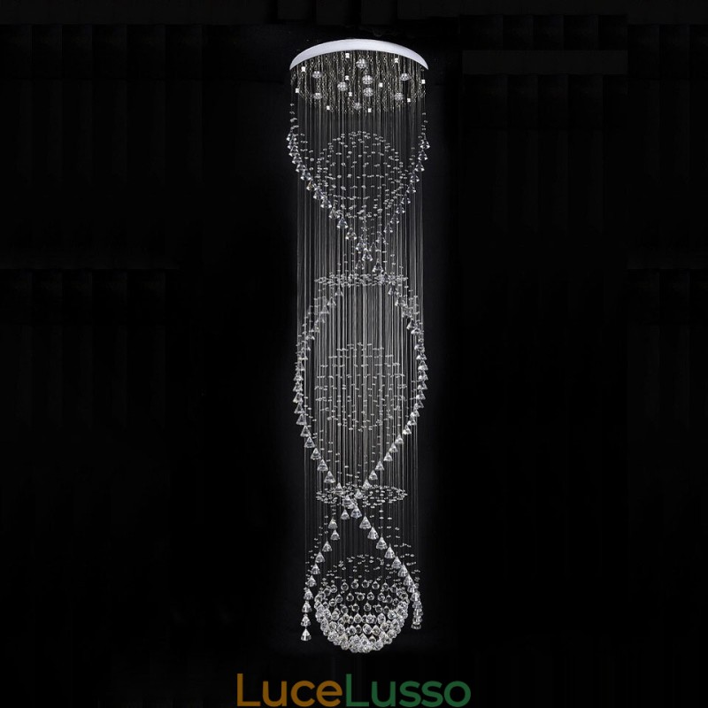 Lampadario moderno in cristallo da soffitto, lunghezza extra 5 metri, lampadario per interni, lampade e apparecchi di illuminazione
