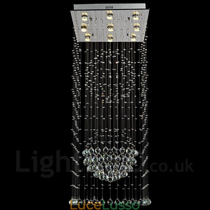 Lampadario moderno a sospensione in cristallo da soffitto a 9 luci, lampadario per interni, lampade e apparecchi di illuminazione