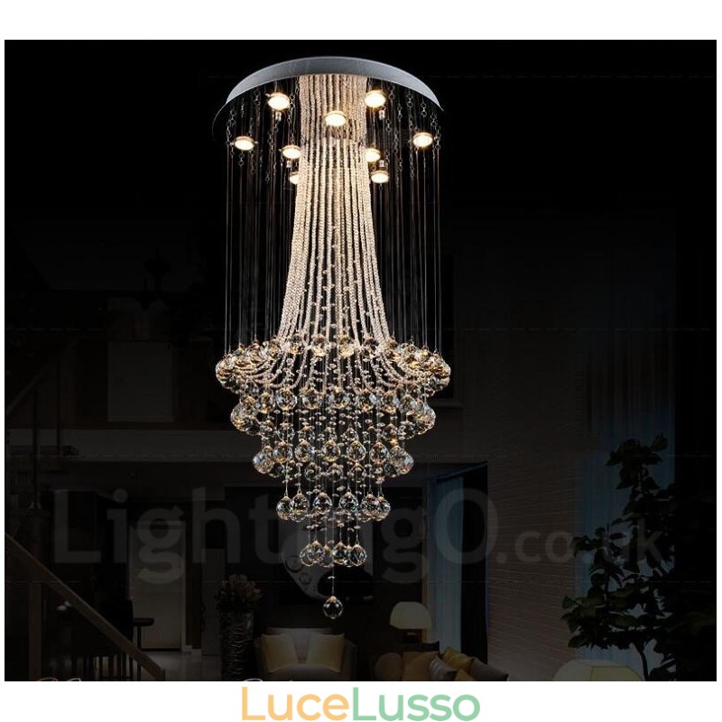 Lampadario moderno a sospensione in cristallo da soffitto a 9 luci, lampadario per interni, lampade e apparecchi di illuminazione