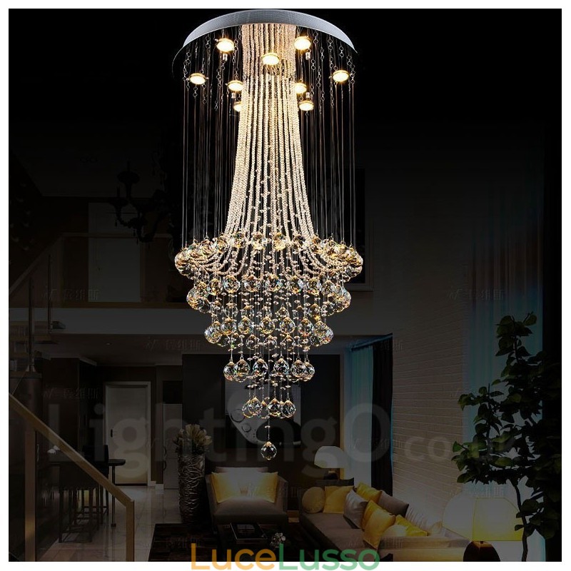 Lampadario moderno a sospensione in cristallo da soffitto a 9 luci, lampadario per interni, lampade e apparecchi di illuminazione