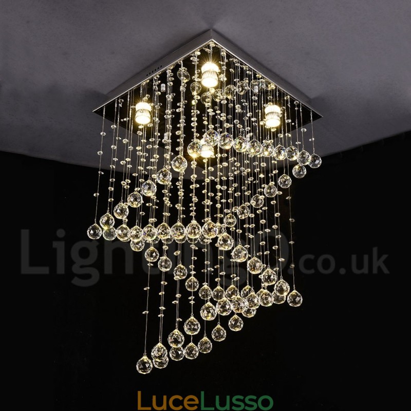 Lampadario moderno a sospensione in cristallo a 4 luci, lampadario per interni, lampade e apparecchi di illuminazione