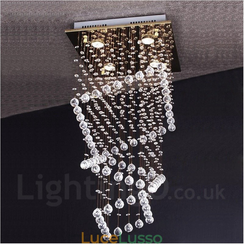 Lampadario moderno a sospensione in cristallo a 4 luci, lampadario per interni, lampade e apparecchi di illuminazione