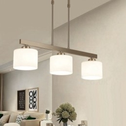 Lampadario a sospensione moderno cromato a 3 luci per interni, lampade a sospensione per la casa, con paralumi in vetro