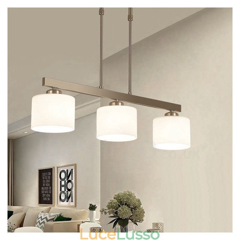 Lampadario a sospensione moderno cromato a 3 luci per interni, lampade a sospensione per la casa, con paralumi in vetro