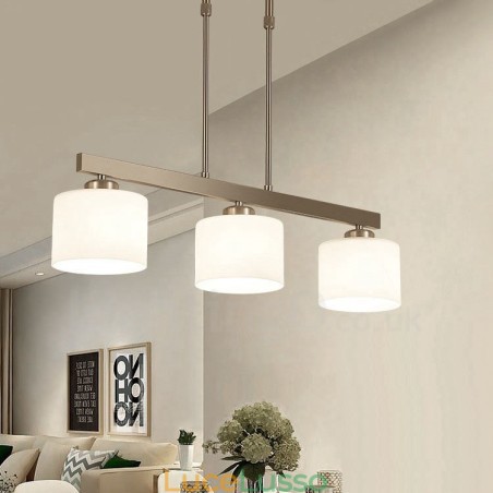 Lampadario a sospensione moderno cromato a 3 luci per interni, lampade a sospensione per la casa, con paralumi in vetro Lampadario a sospensione moderno cromato a 3 luci per interni, lampade a sospensione per la casa, con paralumi in vetro